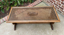 Load image into Gallery viewer, Antique French Coffee Table Renaissance Revival Cane Top Glass Walnut