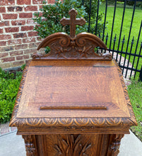 Load image into Gallery viewer, Antique French Prayer Bench Kneeler Prie Dieu Oak Book Stand Christian Lamb 19C