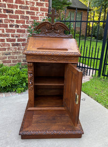 Antique French Prayer Bench Kneeler Prie Dieu Oak Book Stand Christian Lamb 19C