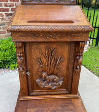 Load image into Gallery viewer, Antique French Prayer Bench Kneeler Prie Dieu Oak Book Stand Christian Lamb 19C