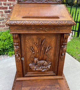 Antique French Prayer Bench Kneeler Prie Dieu Oak Book Stand Christian Lamb 19C