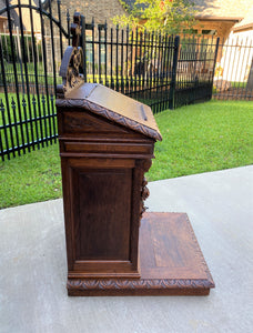 Antique French Prayer Bench Kneeler Prie Dieu Oak Book Stand Christian Lamb 19C