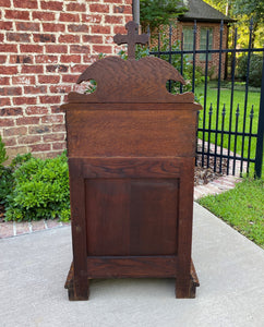 Antique French Prayer Bench Kneeler Prie Dieu Oak Book Stand Christian Lamb 19C