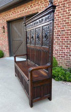 Load image into Gallery viewer, Antique French Bench Settee Banquette GOTHIC REVIVAL Walnut Entry Foyer TALL 19C