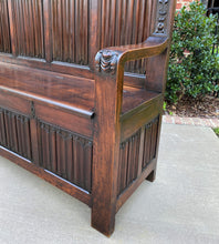 Load image into Gallery viewer, Antique French Bench Settee Banquette GOTHIC REVIVAL Walnut Entry Foyer TALL 19C