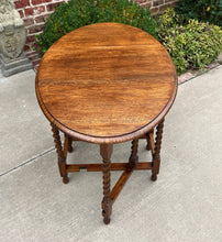 Load image into Gallery viewer, Antique English Table Drop Leaf Gateleg PETITE Barley Twist Honey Oak OVAL #1