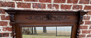 Antique French Mirror Pier Mantel Carved Oak Barley Twist LARGE