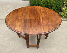Load image into Gallery viewer, Antique English Table Drop Leaf Gateleg PETITE Barley Twist Honey Oak OVAL #1