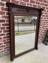 Load image into Gallery viewer, Antique French Mirror Pier Mantel Carved Oak Barley Twist LARGE