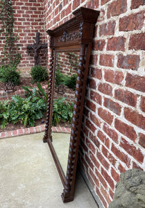 Antique French Mirror Pier Mantel Carved Oak Barley Twist LARGE