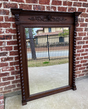 Load image into Gallery viewer, Antique French Mirror Pier Mantel Carved Oak Barley Twist LARGE