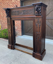 Load image into Gallery viewer, Antique French Fireplace Mantel Surround GOTHIC REVIVAL Oak LARGE 19th C