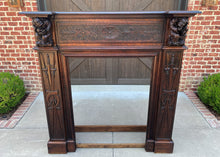 Load image into Gallery viewer, Antique French Fireplace Mantel Surround GOTHIC REVIVAL Oak LARGE 19th C