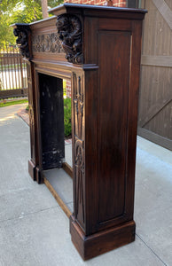 Antique French Fireplace Mantel Surround GOTHIC REVIVAL Oak LARGE 19th C