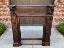 Load image into Gallery viewer, Antique French Fireplace Mantel Surround GOTHIC REVIVAL Oak LARGE 19th C