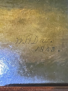Vintage English Pub Bar Deli Sign Family Butcher Oil onBoard Signed WH Davis1843