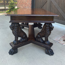 Load image into Gallery viewer, Antique French Table Desk LIONS Renaissance Revival Walnut Library Conference