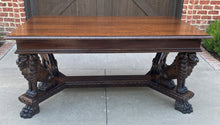 Load image into Gallery viewer, Antique French Table Desk LIONS Renaissance Revival Walnut Library Conference