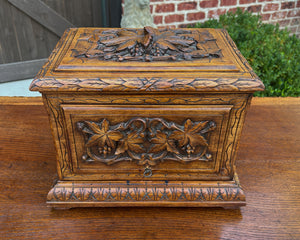 Antique French Jewelry Accessory Box Black Forest Walnut 8 Interior Drawers 19C