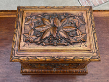 Load image into Gallery viewer, Antique French Jewelry Accessory Box Black Forest Walnut 8 Interior Drawers 19C