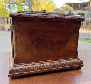 Antique French Jewelry Accessory Box Black Forest Walnut 8 Interior Drawers 19C