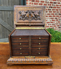 Load image into Gallery viewer, Antique French Jewelry Accessory Box Black Forest Walnut 8 Interior Drawers 19C