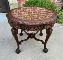 Load image into Gallery viewer, Antique French ROUND End Table Occasional Bed Table Caned Glass Top Walnut 19C