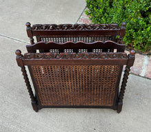Load image into Gallery viewer, Antique French Magazine Book Rack Stand Bookcase Oak Barley Twist Caned