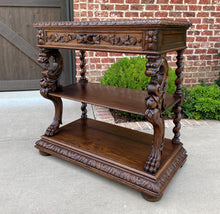 Load image into Gallery viewer, Antique French Server Sideboard Buffet 3-Tier Dragons BARLEY TWIST Marble Top