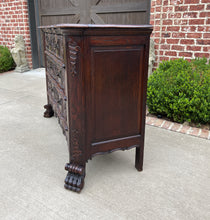 Load image into Gallery viewer, Antique French Chest of Drawers Cabinet 3-Drawer Serpentine Carved Oak w Key