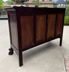 Antique French Chest of Drawers Cabinet 3-Drawer Serpentine Carved Oak w Key