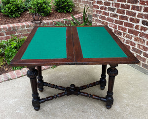 Antique English Game Table Flip Top Gaming Card Table Oak Console Sofa Entry