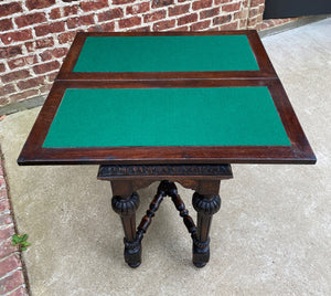 Antique English Game Table Flip Top Gaming Card Table Oak Console Sofa Entry