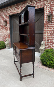 Antique English Welsh Dresser Buffet Sideboard Jacobean Barley Twist Oak Cabinet