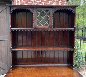 Antique English Welsh Dresser Buffet Sideboard Jacobean Barley Twist Oak Cabinet