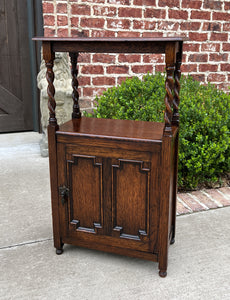 Antique English Canterbury Table Magazine Rack Bookcase Jacobean Barley Twist