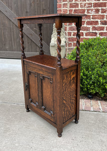 Antique English Canterbury Table Magazine Rack Bookcase Jacobean Barley Twist