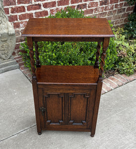 Antique English Canterbury Table Magazine Rack Bookcase Jacobean Barley Twist