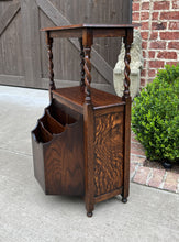 Load image into Gallery viewer, Antique English Canterbury Table Magazine Rack Bookcase Jacobean Barley Twist