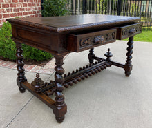 Load image into Gallery viewer, Antique French Desk Table with Drawers Oak BARLEY TWIST Library Study Office 19C