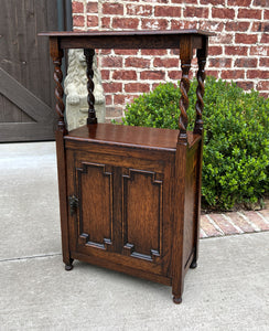 Antique English Canterbury Table Magazine Rack Bookcase Jacobean Barley Twist