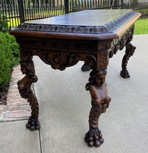 Load image into Gallery viewer, Antique French Coffee Table Paw Feet Renaissance Revival Bench Window Seat Oak