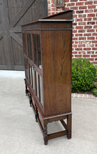 Load image into Gallery viewer, Antique English Bookcase Cabinet 3 Door Jacobean Style Barley Twist Oak c. 1920s