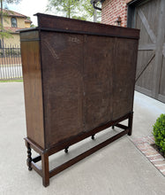 Load image into Gallery viewer, Antique English Bookcase Cabinet 3 Door Jacobean Style Barley Twist Oak c. 1920s