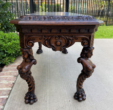 Load image into Gallery viewer, Antique French Coffee Table Paw Feet Renaissance Revival Bench Window Seat Oak