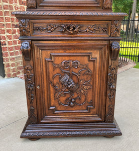 Antique French Bookcase Cabinet Vitrine BLACK FOREST Buffet Renaissance Oak Bar
