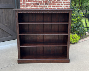 Antique English Bookcase Display Shelf Cabinet Oak SLIM Profile 49" T c. 1920s