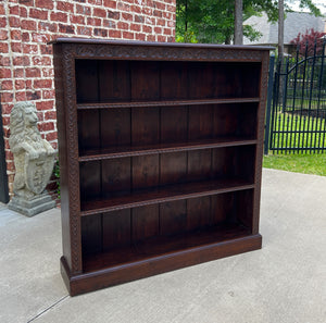 Antique English Bookcase Display Shelf Cabinet Oak SLIM Profile 49" T c. 1920s