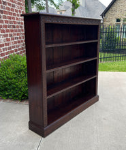 Load image into Gallery viewer, Antique English Bookcase Display Shelf Cabinet Oak SLIM Profile 49&quot; T c. 1920s
