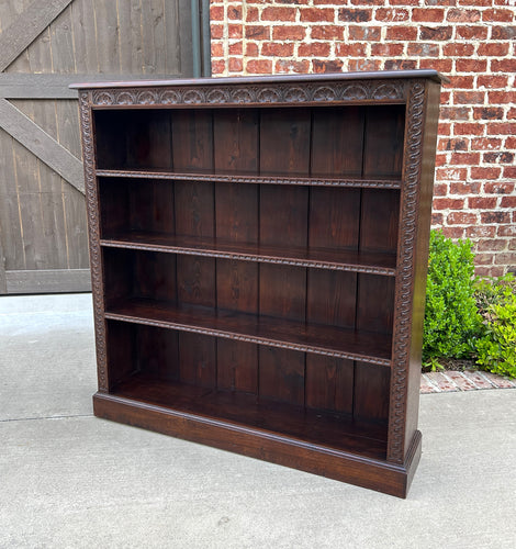 Antique English Bookcase Display Shelf Cabinet Oak SLIM Profile 49